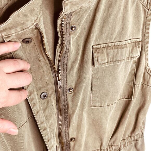 Per Se | Cotton Twill Utility Cargo Vest Olive Green Size M | EUC - Picture 9 of 11